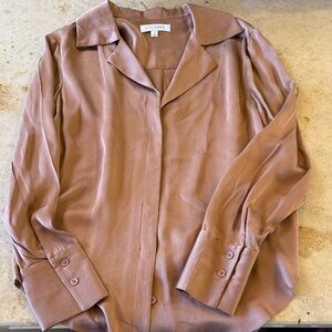 Intermix Silk Long Sleeve Blouse in taupe
